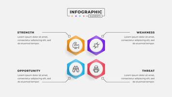 Swot analysis infographic template with icons vector