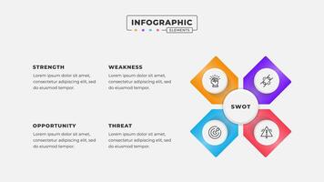 Swot analysis infographic template with icons vector