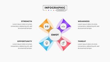 Swot analysis infographic template with icons vector