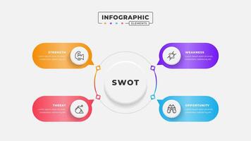 Swot analysis infographic template with icons vector