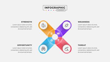 Swot analysis infographic template with icons vector