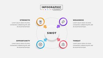 Swot analysis infographic template with icons vector