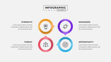 Swot analysis infographic template with icons vector