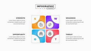 Swot analysis infographic template with icons vector