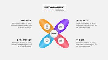 Swot analysis infographic template with icons vector