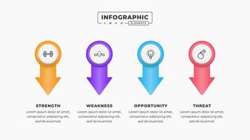 Swot analysis infographic template with icons vector