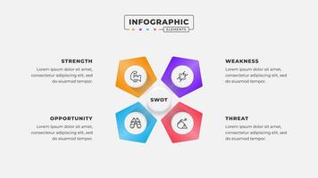 Swot analysis infographic template with icons vector