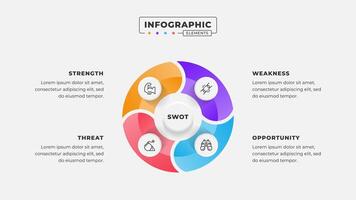 Swot analysis infographic template with icons vector