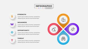 Swot analysis infographic template with icons vector