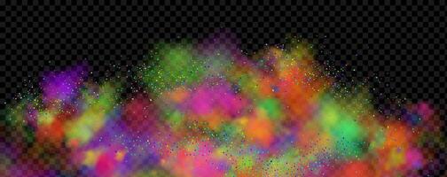 Pink powder dust with glittering shimmering swirls, shiny glitter design. Magical motion, sparkling lines on a black background. vector