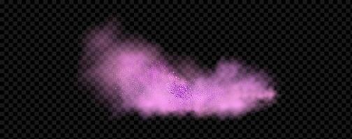 Pink powder dust with glittering shimmering swirls, shiny glitter design. Magical motion, sparkling lines on a black background. vector