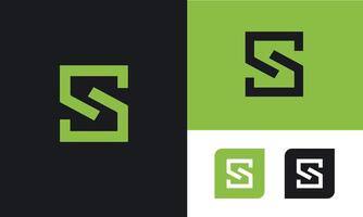 Digital Letter S Icon Logo, Combined With Square Shape Illustration Pro vector