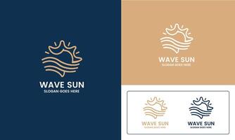 sun and wave logo design template Pro vector