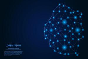 Abstract image Estonia map - With Blue Glow Dots And Lines On Dark Gradient Background, 3D Mesh Polygon Network Connection. vector