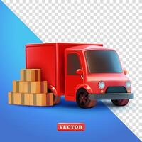 Delivery goods express truck and parcel box, 3d. Suitable for business and element design vector