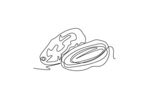 Continuous one line drawing of whole heap healthy organic fruit dates for orchard logo identity. Fresh palm fruitage concept for fruit garden icon. Single line draw design graphic illustration vector