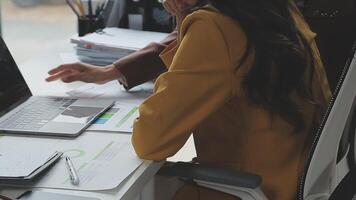 Team of business people working together in the meeting room office, teamwork background charts and graphs banner, double exposure successful teamwork,business planning concept. video