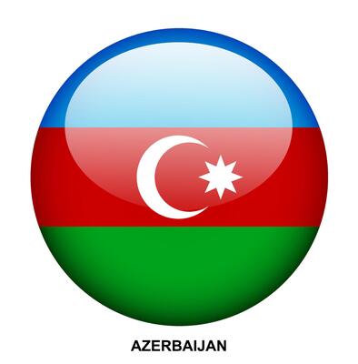 AZERBAIJAN flag button on white background