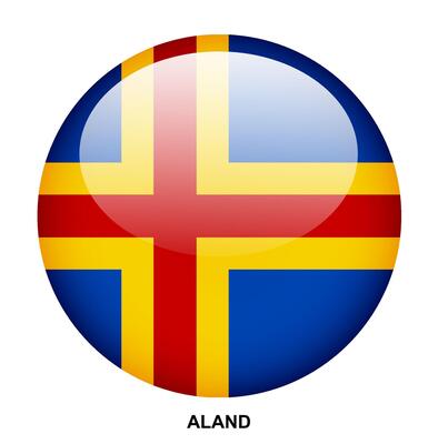 ALAND flag button on white background