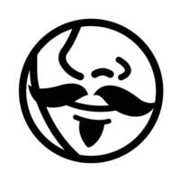 Moustache icon illustration with black outline isolated on square white background. Simple flat cartoon art styled drawing. vector