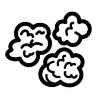 Three popcorns icon illustration with black outline isolated on square white background. vector