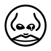Booger or dried snot nasal mucus in nose icon illustration with black outline isolated on square white background. Simple flat cartoon art styled drawing. vector