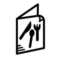 Restaurant menu paper book icon illustration with black outline isolated on square white background. Simple flat cartoon art styled drawing. vector