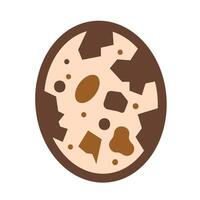 Quail egg with brown spotted shell colored icon illustration outlined isolated on square white background. Simple flat cartoon art styled drawing. vector