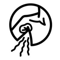 Smelly armpit sweat odor icon illustration with black outline isolated on square white background. Simple flat cartoon art styled drawing. vector