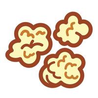 Three popcorns colored icon illustration with outline isolated on square white background. vector