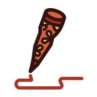 Brown colored instant henna tattoo tool or chocolate icing decoration paste icon illustration with outline isolated on square white background. vector