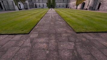 The University of Galway, quadrangle at sunset in Ireland, amazing architecture and landmark, medieval building video