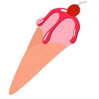 Ice cream in a waffle cone. National ice-cream day. vector