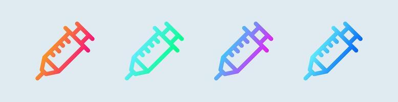 Inject line icon in gradient colors. Medicine signs illustration. vector
