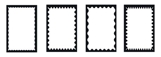 Zigzag wavy edges, retro squiggle frames vector