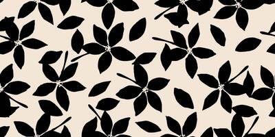 Flower seamless background. Minimalistic abstract floral pattern. Modern print in black and white background. Ideal for textile design, wallpaper, covers, cards, invitations and posters. vector