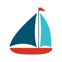 a sailboat with a red flag on it vector