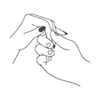 a drawing of two hands holding each other vector