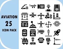 aviation design icon filled flat color icon set vector
