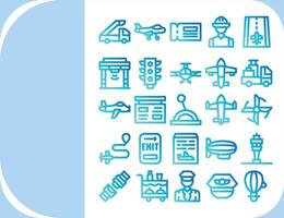aviation design icon filled flat color icon set vector