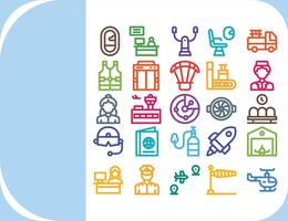 aviation design icon filled flat color icon set vector