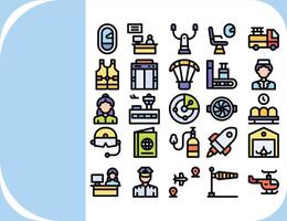aviation design icon filled flat color icon set vector