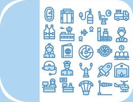 aviation design icon filled flat color icon set vector