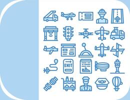 aviation design icon filled flat color icon set vector