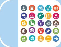 aviation design icon filled flat color icon set vector