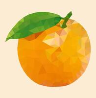 Orange in the style of triangulation. Geometric polygonal fruits, triangles. vector