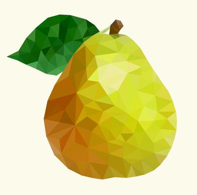 The pear is drawn in triangulation. Fruit ingredients in the triangulation technique.