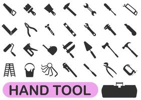 Hand tool. Set of hand tools or tools icons. Dark tool icons. vector
