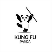 Logo Panda Cartoon Character in Kung Fu Actions. vector