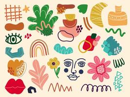 Abstract element shape set. Color graphic modern abstract element. Doodle collage vector